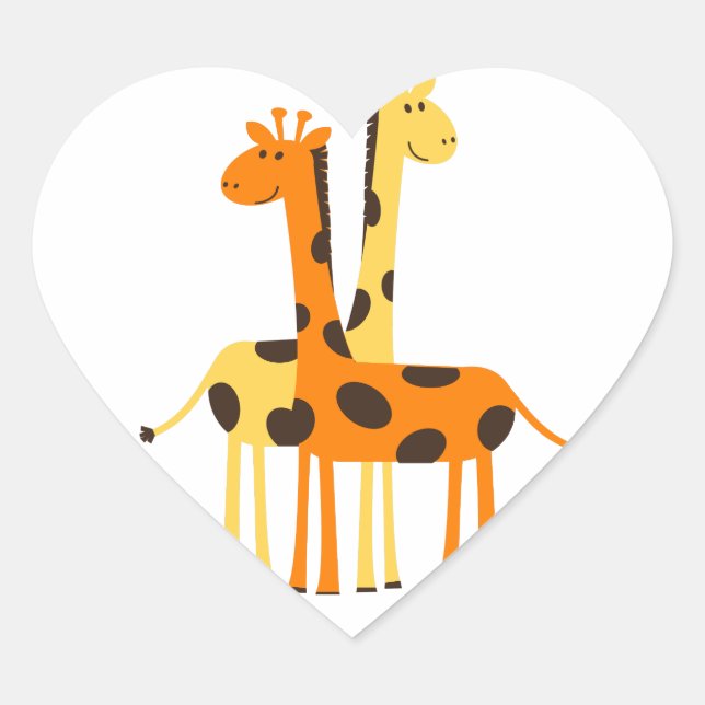 Pegatina En Forma De Corazón Kids Cute Jungle Giraffe (Anverso)
