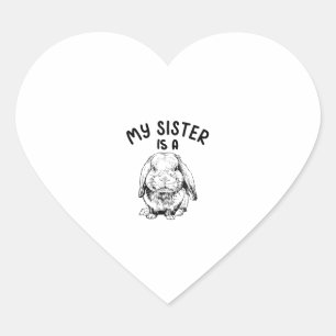 Pegatina En Forma De Corazón Kids My Sister es un conejo divertido Holland Lop