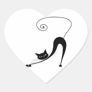 Pegatina En Forma De Corazón Kitty negro 2