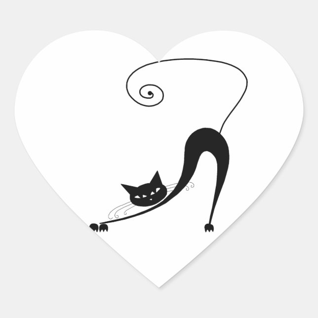 Pegatina En Forma De Corazón Kitty negro 2 (Anverso)