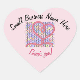 Pegatina En Forma De Corazón Knit Yarn Heart Gracias Pegatina De Pequeñas Empre