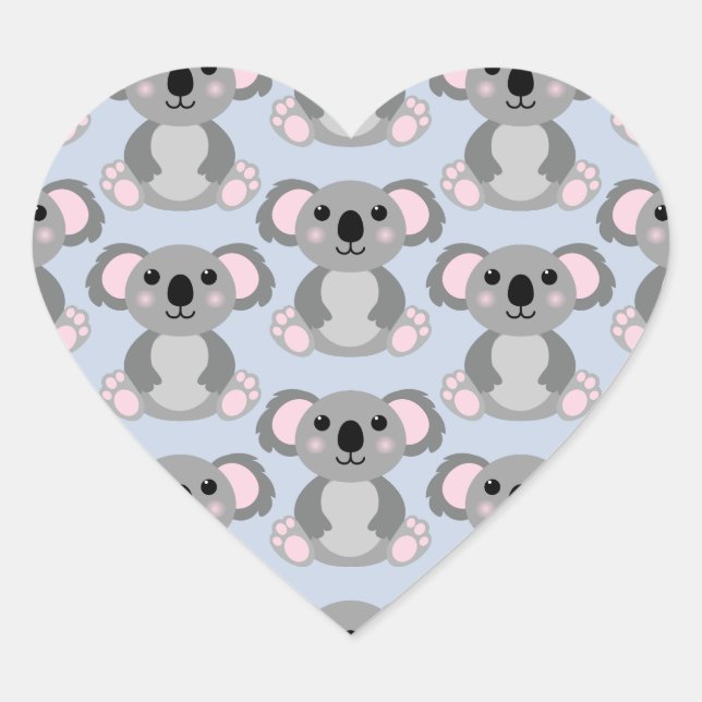 Pegatina En Forma De Corazón Koala Bear Baby Shower Blue (Anverso)