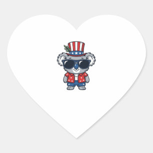 Pegatina En Forma De Corazón Koala Patriótico Arte Vectorial Estilo Vintage_1