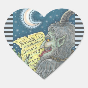 PEGATINA EN FORMA DE CORAZÓN KRAMPUS NIÑOS PEQUEÑOS LISTAN NAVIDAD