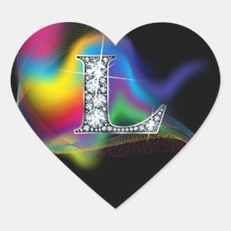 Pegatina En Forma De Corazón "L" Sonido de diamantes en Pegatina cardíaco de ba