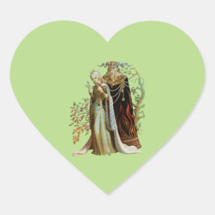 Pegatina En Forma De Corazón La Bella y la Bestia