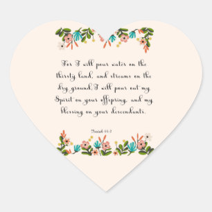 Pegatina En Forma De Corazón La biblia motivadora versifica el arte - 44:3 de