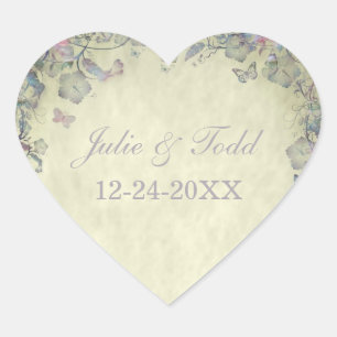 Pegatina En Forma De Corazón La boda de las flores y la mariposa salva la fecha