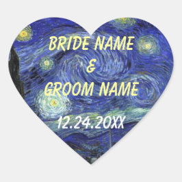 Pegatina En Forma De Corazón La boda favorece a los pegatinas. Noche estrellada