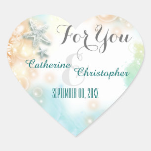 Pegatina En Forma De Corazón La boda temática de la playa de Starfish favorece