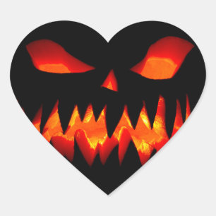 Pegatina En Forma De Corazón La Calabaza de Halloween espantó al miedo Naranja