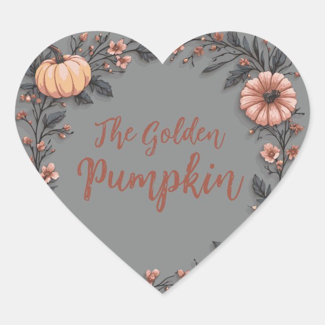 Pegatina En Forma De Corazón La Calabaza Dorada (Anverso)