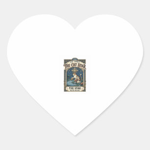 Pegatina En Forma De Corazón La carta de tarot de gato Star Cat Major Arcana Vi