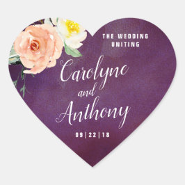 Pegatina En Forma De Corazón La colección de Bodas Romance In Bloom