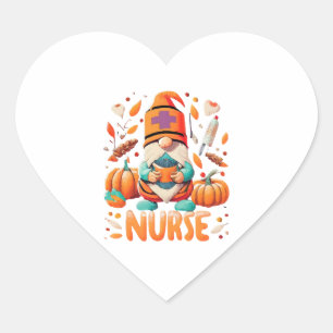 Pegatina En Forma De Corazón La enfermera de Acción de Gracias Gnomes Cae
