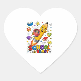 Pegatina En Forma De Corazón ¡La escuela es divertida! Aventura de aprendizaje