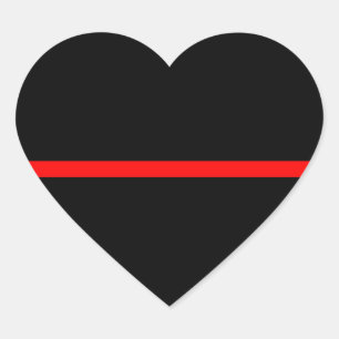 Pegatina En Forma De Corazón La línea roja delgada simbólica horizontal negra