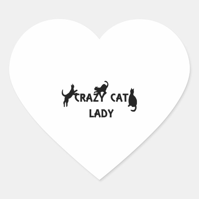 Pegatina En Forma De Corazón La loca dama del gato (Anverso)