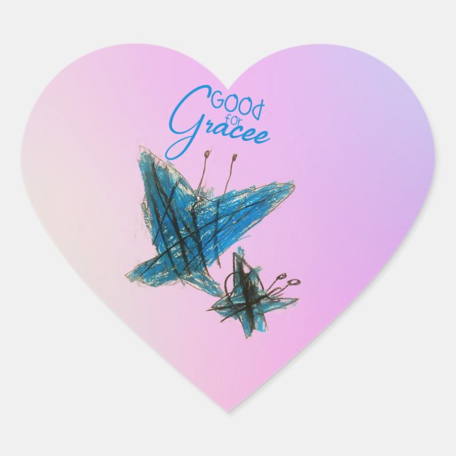 Pegatina En Forma De Corazón La mariposa Grace de Brynna - (Anverso)
