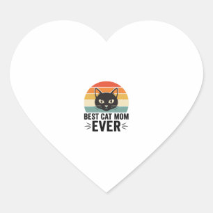 Pegatina En Forma De Corazón La Mejor Mamá de Gatos Retro Cara de Gato Diseño V