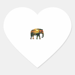 Pegatina En Forma De Corazón La naturaleza del Elefante Africano Sunset Safari