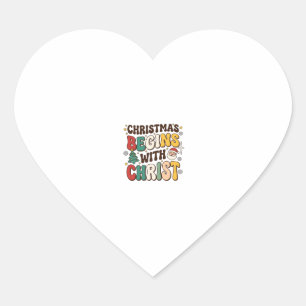 Pegatina En Forma De Corazón La Navidad Comienza Con Cristo Diseño De Árbol De 