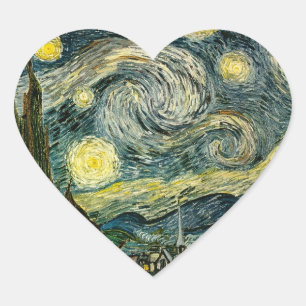Pegatina En Forma De Corazón La noche estrellada de Vincent van Gogh (1889)