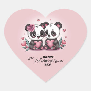 Pegatina En Forma De Corazón La Personalizado educada Panda adora el Día de San