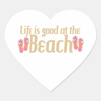 Pegatina En Forma De Corazón La vida es buena en la playa