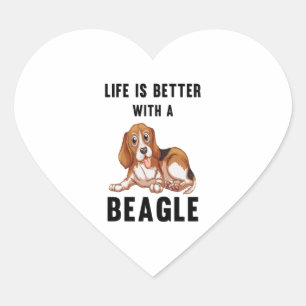 Pegatina En Forma De Corazón La vida es mejor con un Beagle