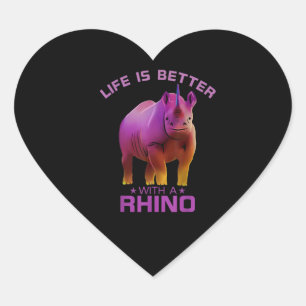 Pegatina En Forma De Corazón La Vida Es Mejor Con Un Rinoceronte  Rhino Lover