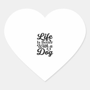 Pegatina En Forma De Corazón La vida es mejor con una camiseta vintage de perro
