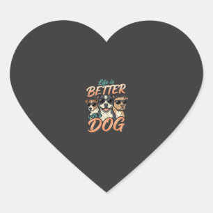 Pegatina En Forma De Corazón La vida es mejor con vector de perro