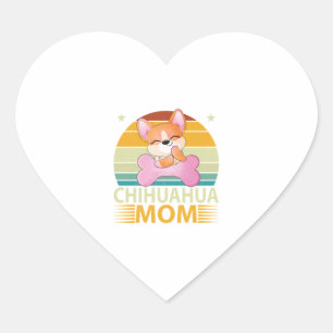 Pegatina En Forma De Corazón La vieja madre del perro de Chihuahua ama el día d