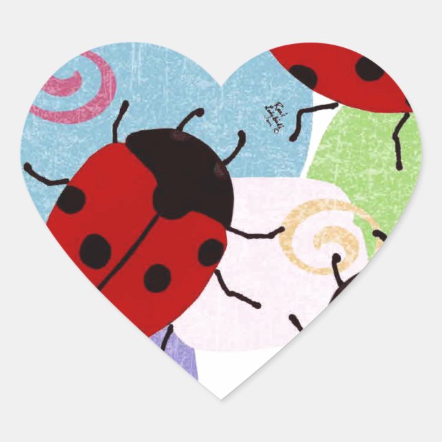 PEGATINA EN FORMA DE CORAZÓN LADYBUGS (Anverso)