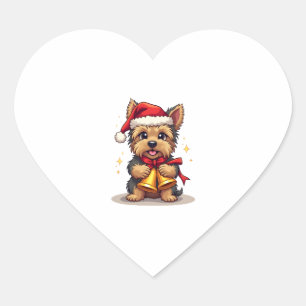Pegatina En Forma De Corazón Las campanas de los Navidades Terrier de Yorkshire