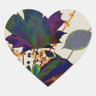 Pegatina En Forma De Corazón Las hojas de otoño en los colores reales