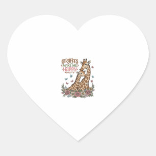 Pegatina En Forma De Corazón Las jirafas me hacen feliz diseño de camisa floral