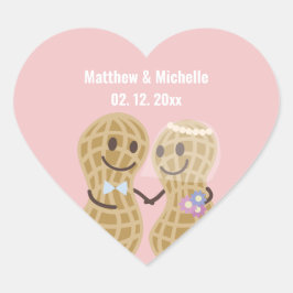 Pegatina En Forma De Corazón Las Nueces Entre Sí Elegante Favor De La Boda Rosa