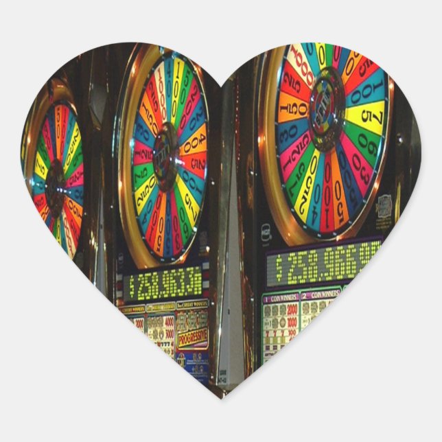 Pegatina En Forma De Corazón Las Vegas Slots (Anverso)