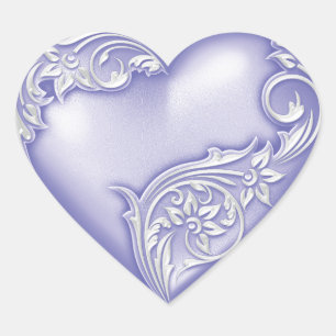 Pegatina En Forma De Corazón Lavanda de desplazamiento del corazón con blanco