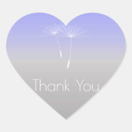 Pegatina En Forma De Corazón Lavanda Gris Morado Ombre Dandelion Gracias