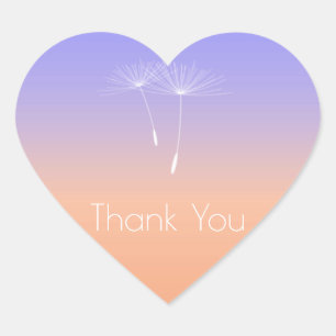 Pegatina En Forma De Corazón Lavanda Peach Gray Ombre Dandelion Gracias