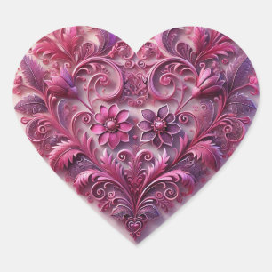 Pegatina En Forma De Corazón Lavenders Scrolly Heart