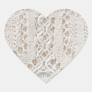 Pegatina En Forma De Corazón Lazo blanco vintage