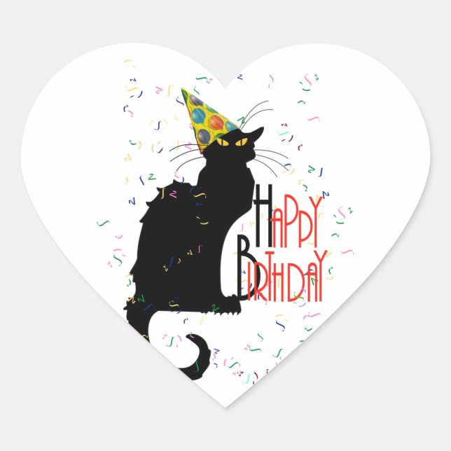Pegatina En Forma De Corazón Le Chat Noir - ¡FELIZ CUMPLEAÑOS! (Anverso)
