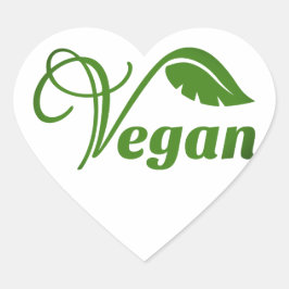 Pegatina En Forma De Corazón Leaf del logotipo vegan