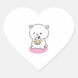 Pegatina En Forma De Corazón Leche Boba para beber gato