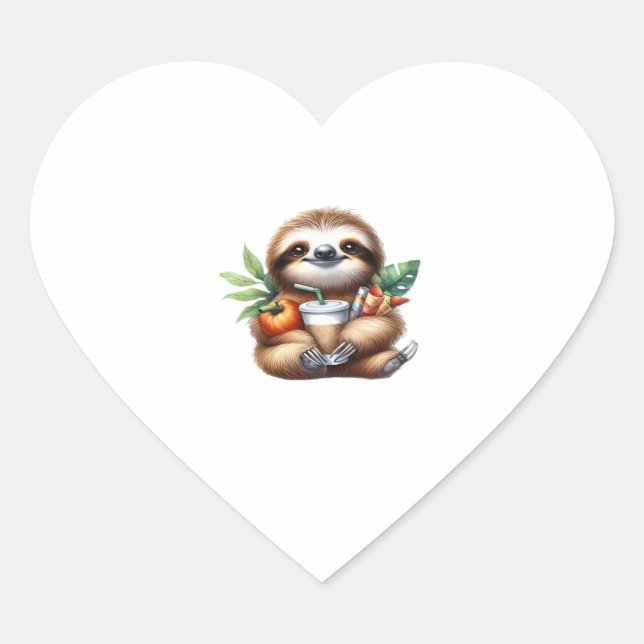 Pegatina En Forma De Corazón Leche de bebé con café de calabaza y crepes con (Anverso)