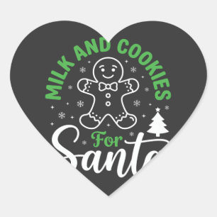 Pegatina En Forma De Corazón Leche y Galletas de Navidad para Santa